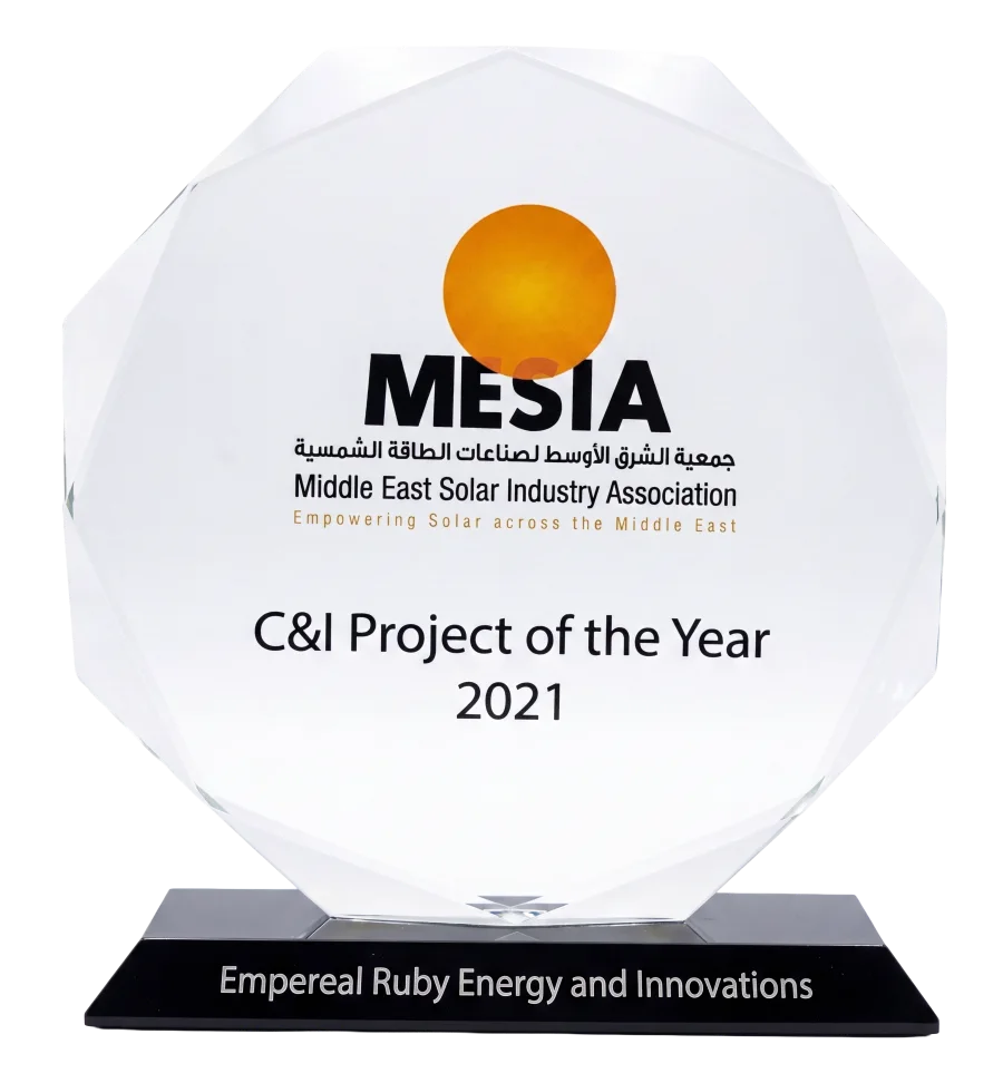 MESIA crystal award presented to Empereal for C&I Project of the Year 2021